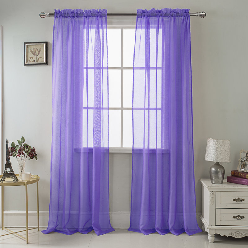 Landose Sheer Curtain Single Panel, Neon Purple, 55" W x 90" L