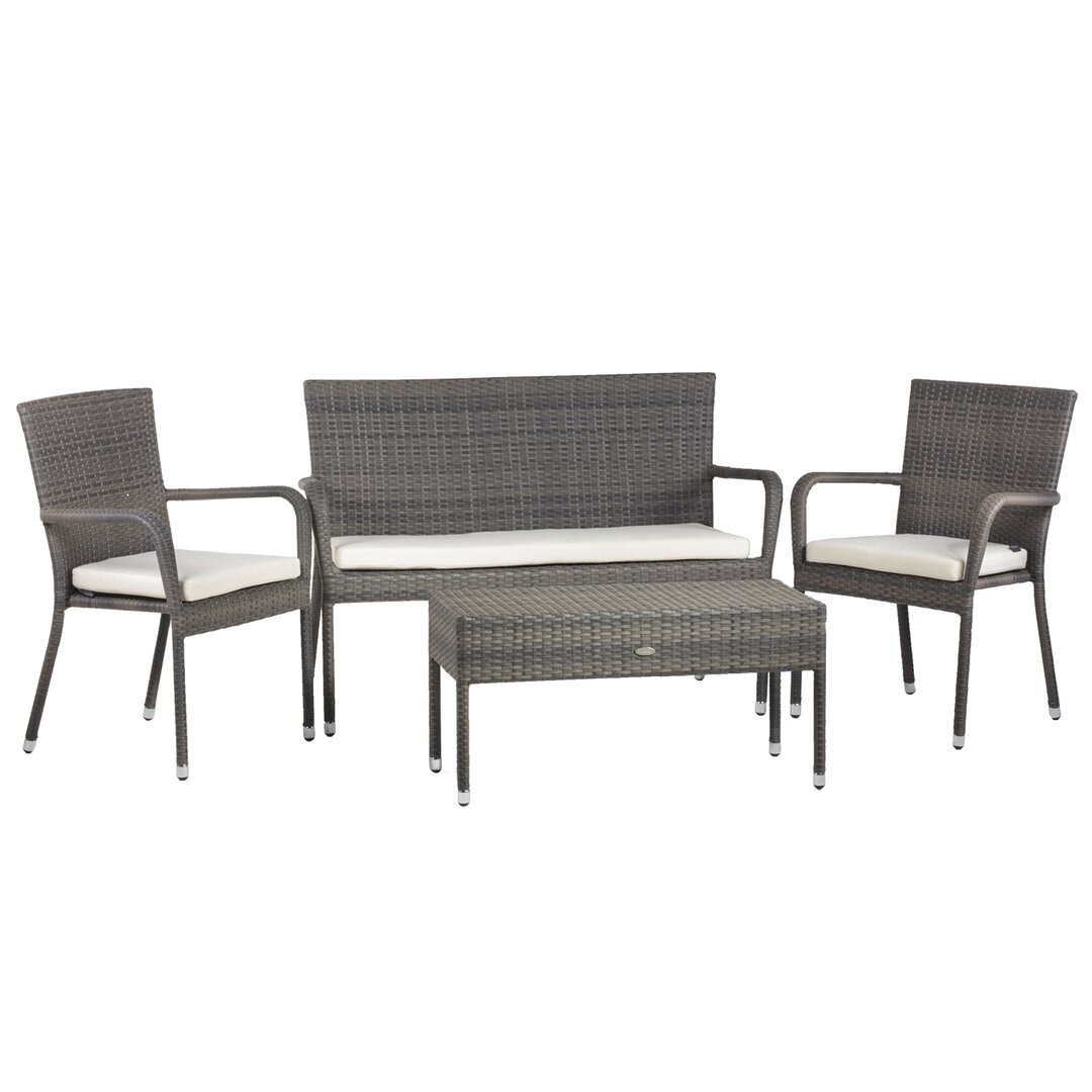 4-Sitzer Lounge-Set Winchester aus Rattan