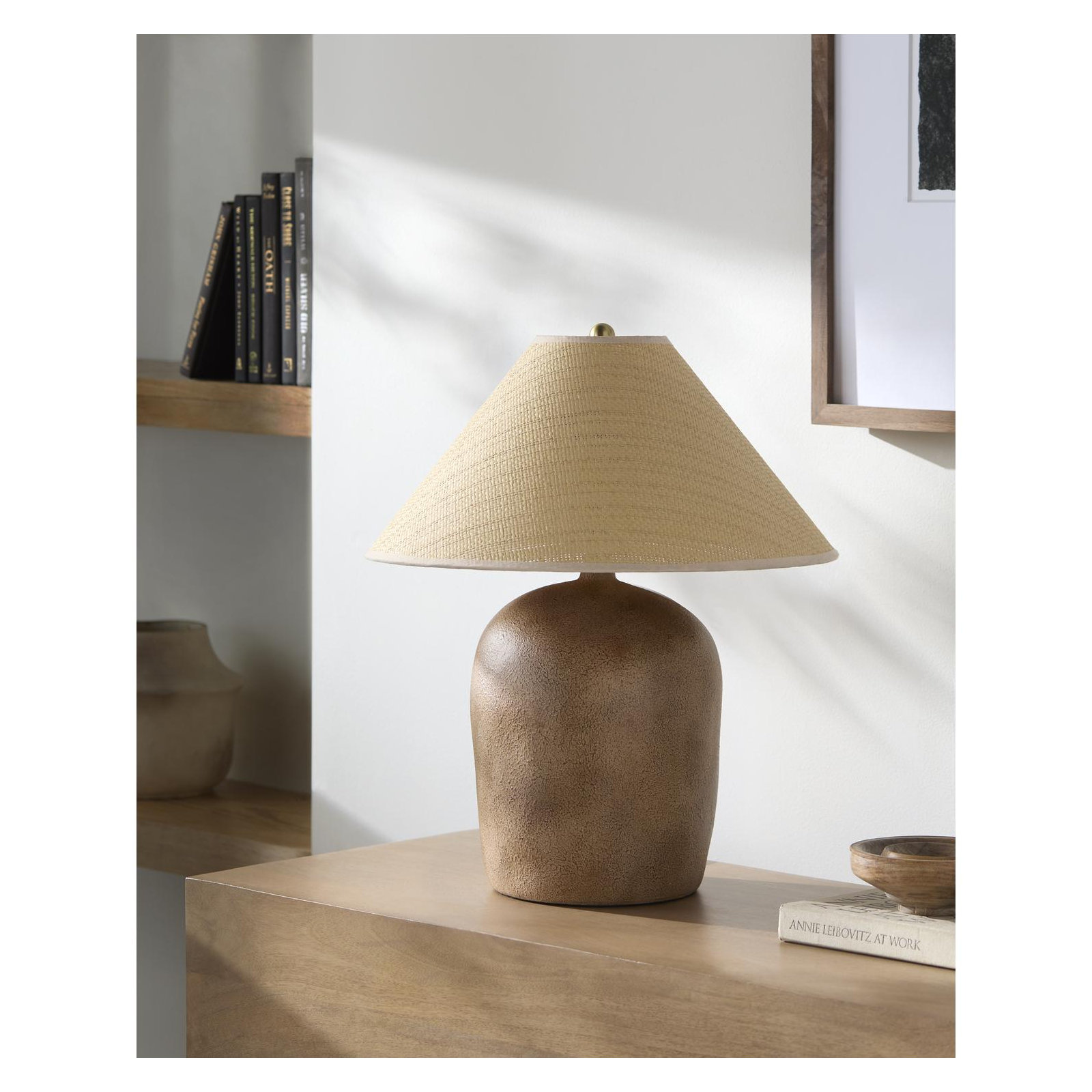 Danica Table Lamp, Distressed Brown, Rattan Empire