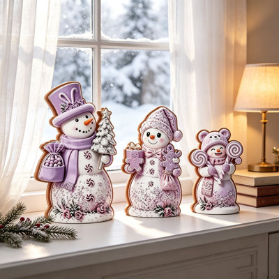 Christmas Decor Christmas Ornament Wooden Snowman Ornament 3pcs16x9.4cm