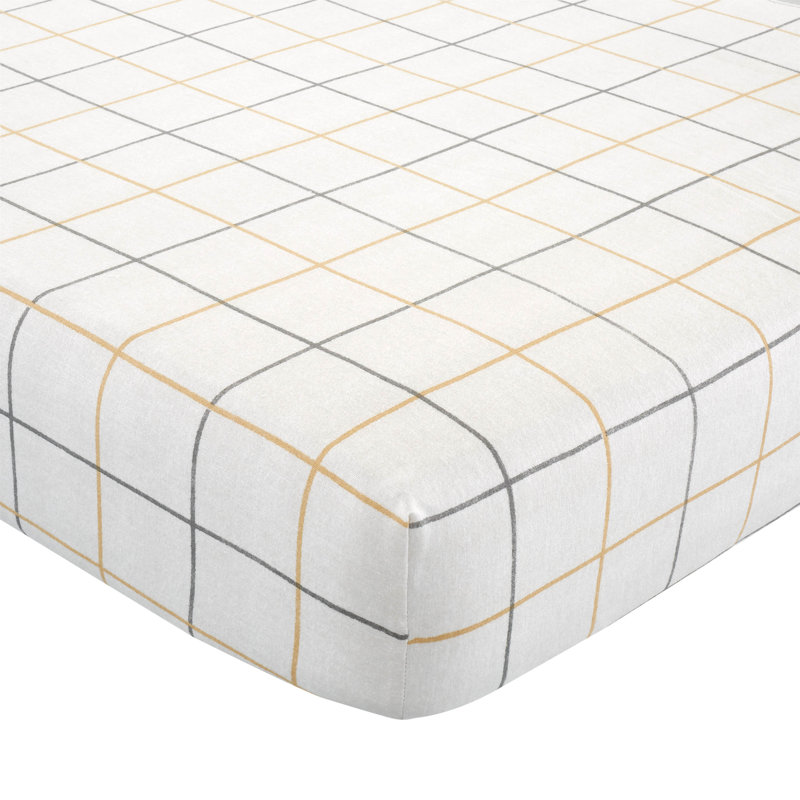 Brushed Check  Fitted Sheet, Ochre