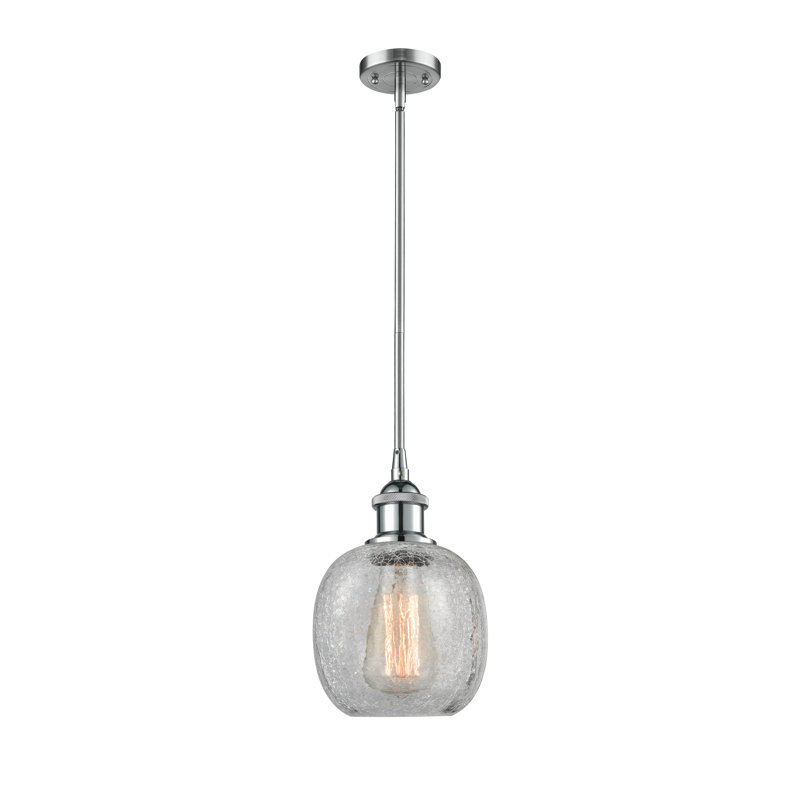 Luminaire suspendu sphérique 1 lumière Carlucci, Transparence craquelée, Chrome poli, Ampoule DEL 6 watts Vinage