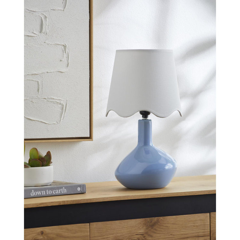Lampe de table d'appoint Terae, Bleu, Blanc