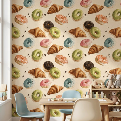 Papier peint Pastries Donuts Croissants