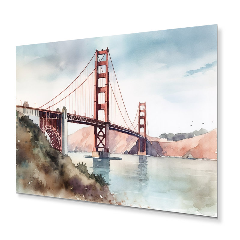 Vue de San Francisco II sur métal, impression, H 16 po x l 32 po x P 1 po