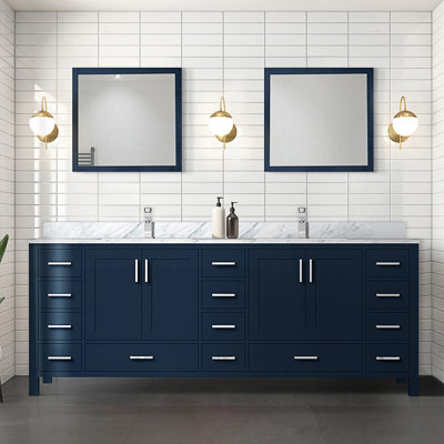 84 In. W X 22 In. D Double Bath Vanity With Carrara Marble Top And Faucet