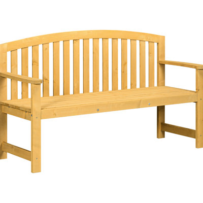56.25" Patio Bench With And Armrest - Natural 2 Outdoor Wood Garden For Porch, Poolside, Balcony 56"