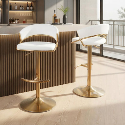 Loehr Adjustable Bar Stools with Rounded T Footrest