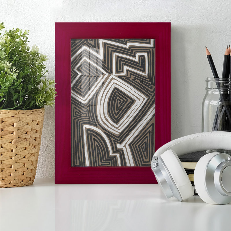 Fynnegan Abstract Maze III, encadré sur papier, Rouge, H 6 po x l 4 po x P 1 po