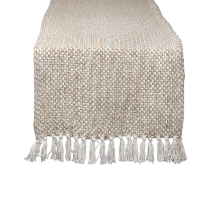 Chrystian Solid Color 100% Cotton Table Runner, Stone