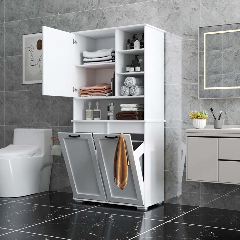 Pantry Storage Cabinet with  Open Shelve, Adjustable Shelf