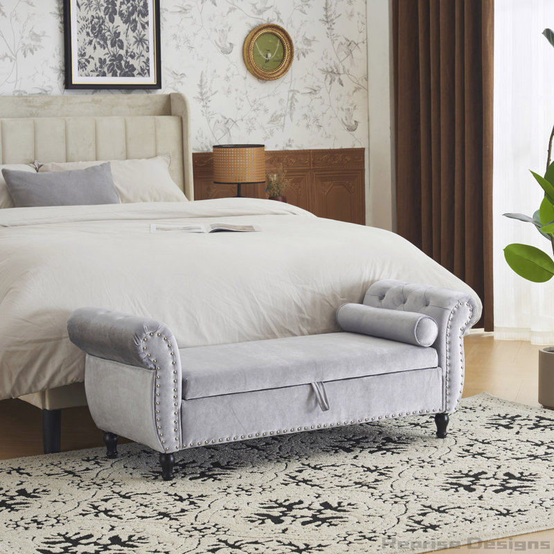 Banc avec repose-pieds Velvet, Gris