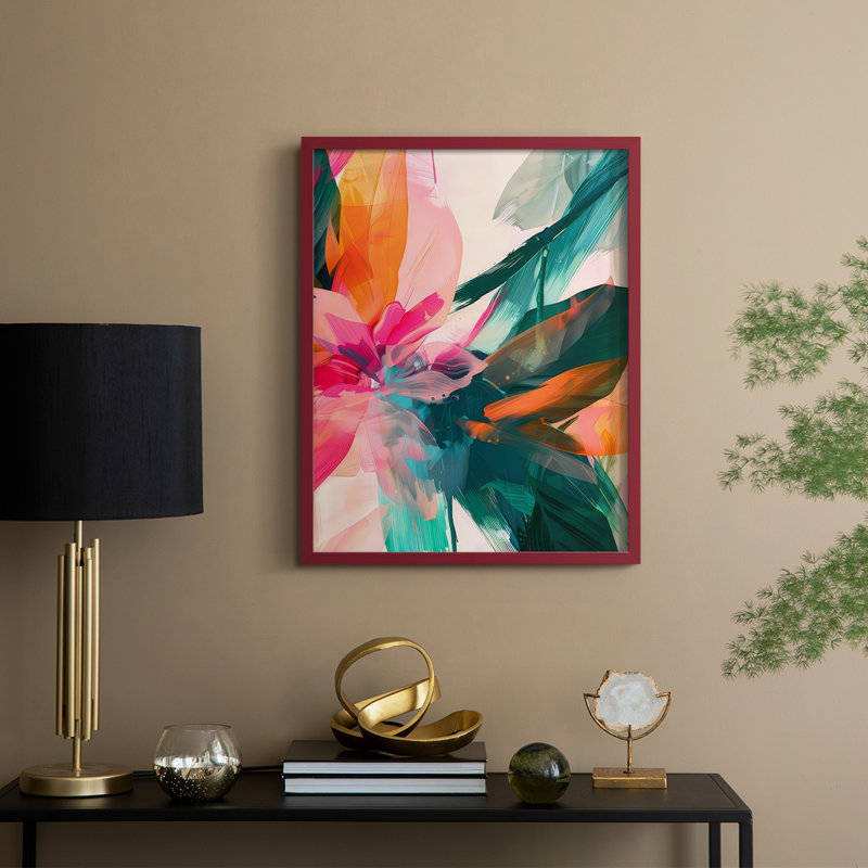 «Jumble Jungle», reproduction encadrée - bois massif, H 11 po x l 9 po, Rouge