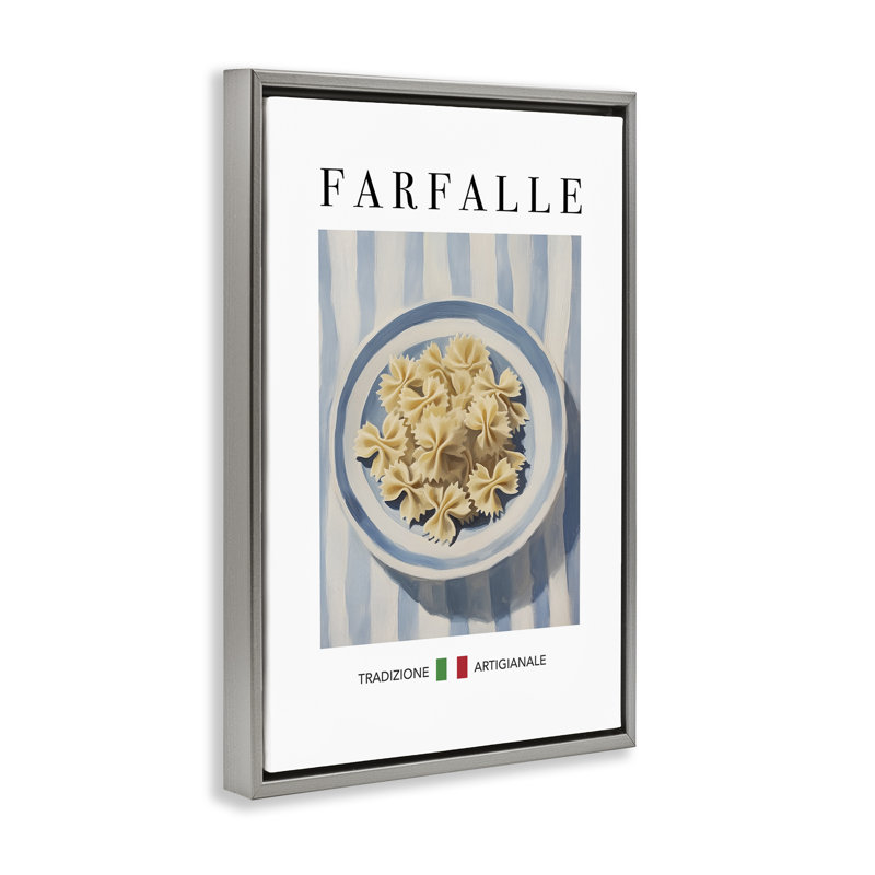 Cadre flottant traditionnel avec pâtes Farafalle, design par Andreas Magnusson, H 25 po x l 17 po, Cadre flottant gris lustré