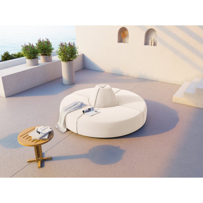 210cm Wide Wood Patio Sofa with Cushions