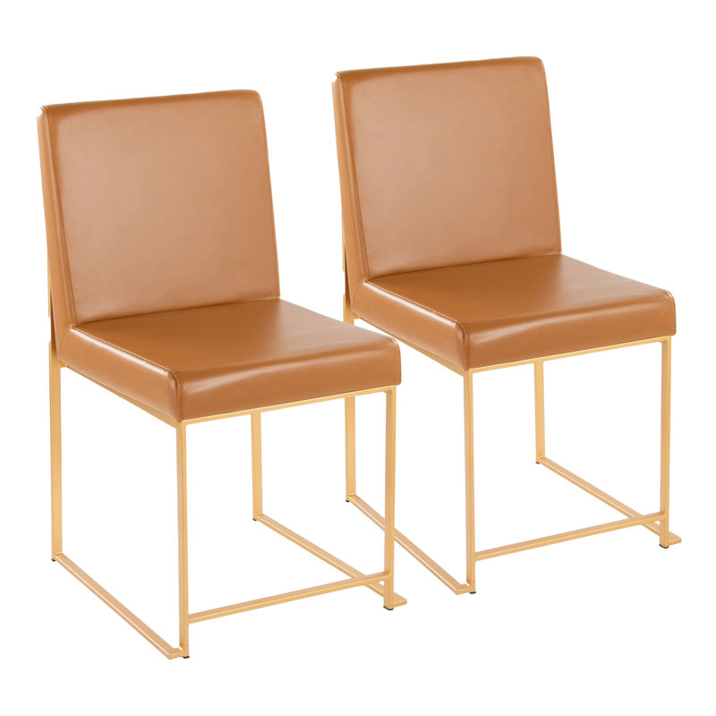 Chaise d'appoint Ernestine, Doré, Similicuir chameau