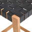 Tabouret de comptoir en bois massif sans dossier - Siège à sangle en similicuir tissé avec rivets en laiton et plaque de repose-pieds en métal-129460317