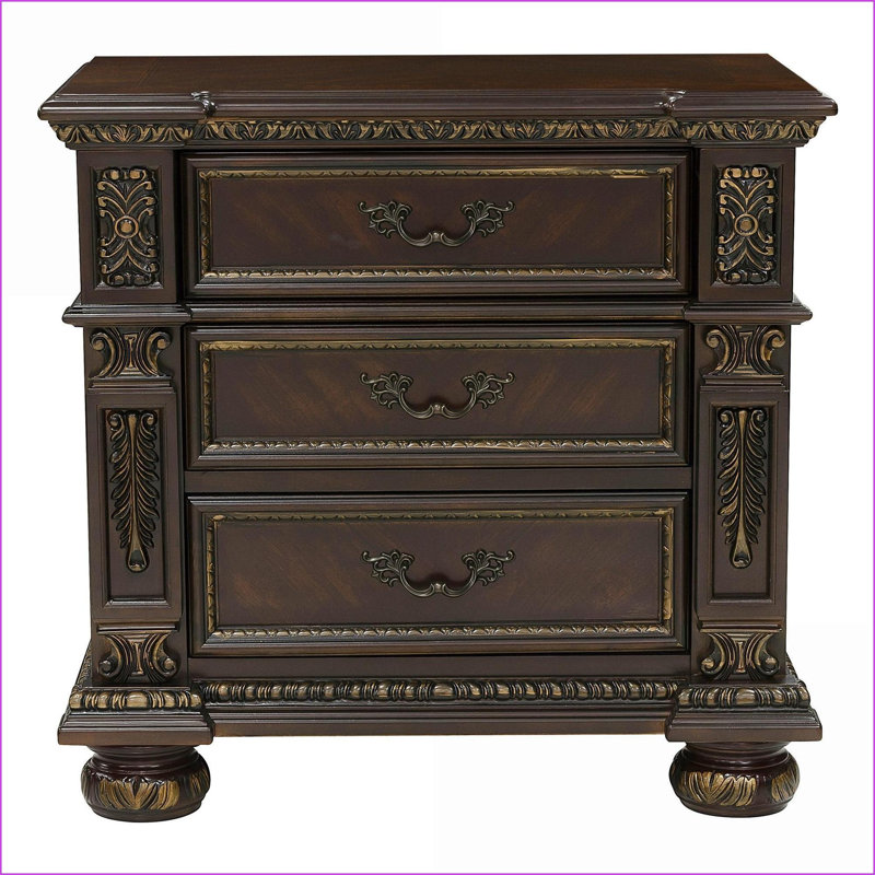 Table de chevet 3 tiroirs Traditional