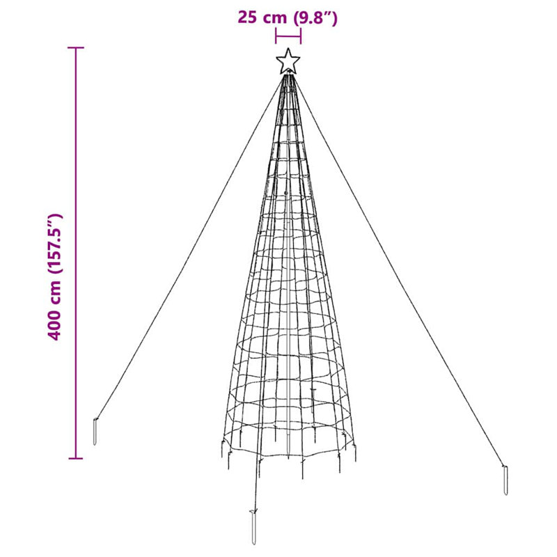  LED Christmas Tree with Ground Spikes 400 cm Iron, Warm White