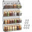  Grand support à épices mural pliable à 4 niveaux amélioré, rangement empilable avec 5 crochets, pouvant contenir 80 pots pour l'organisation de garde-manger