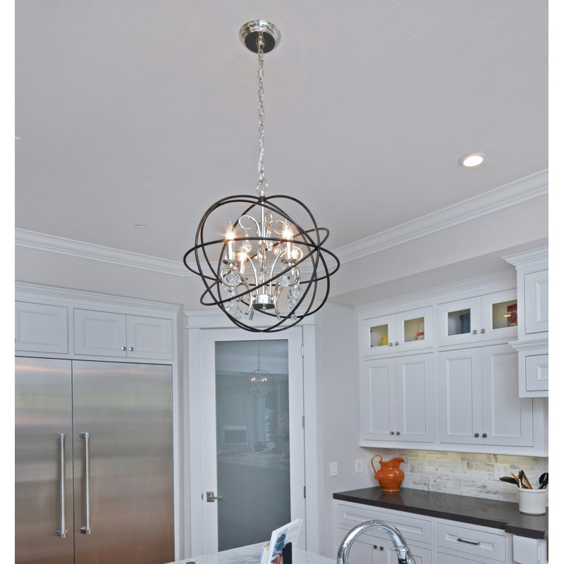 Alden 3 - Light Unique/Statement Pendant, Anthracite/Polished Nickel