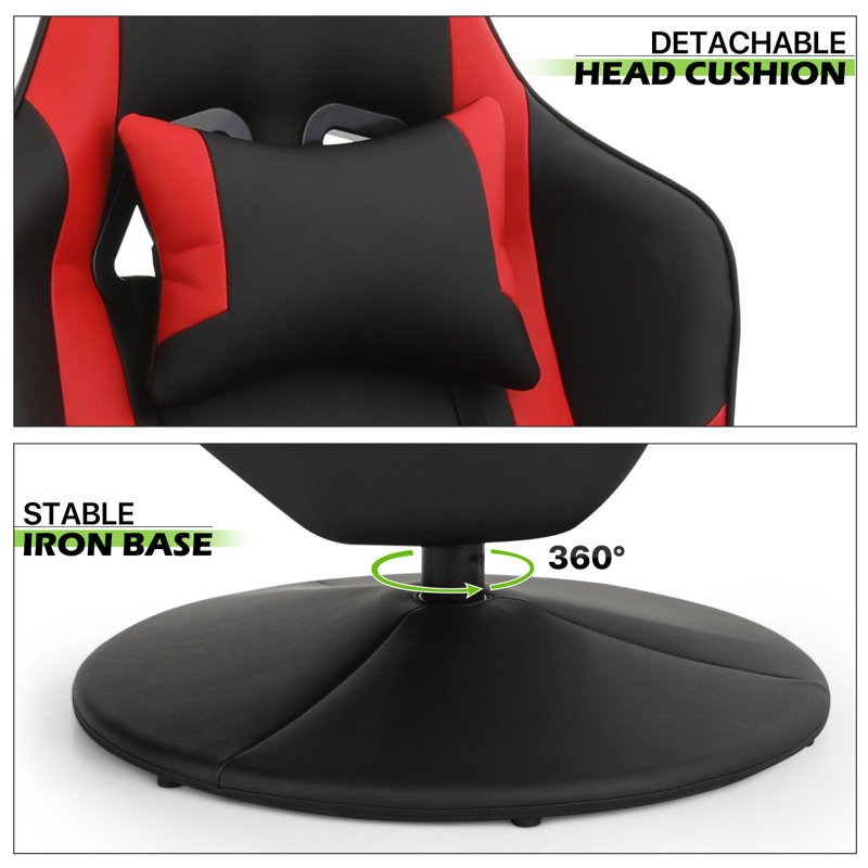Prabhu Ergonomic Gaming Racing Chair with Adjustable Lumbar Support Headrest and Reclining Function High Back Chair, Red