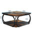 Table basse carrée 39 "avec tablette de rangement - Table basse à 2 niveaux avec structure incurvée en métal robuste
