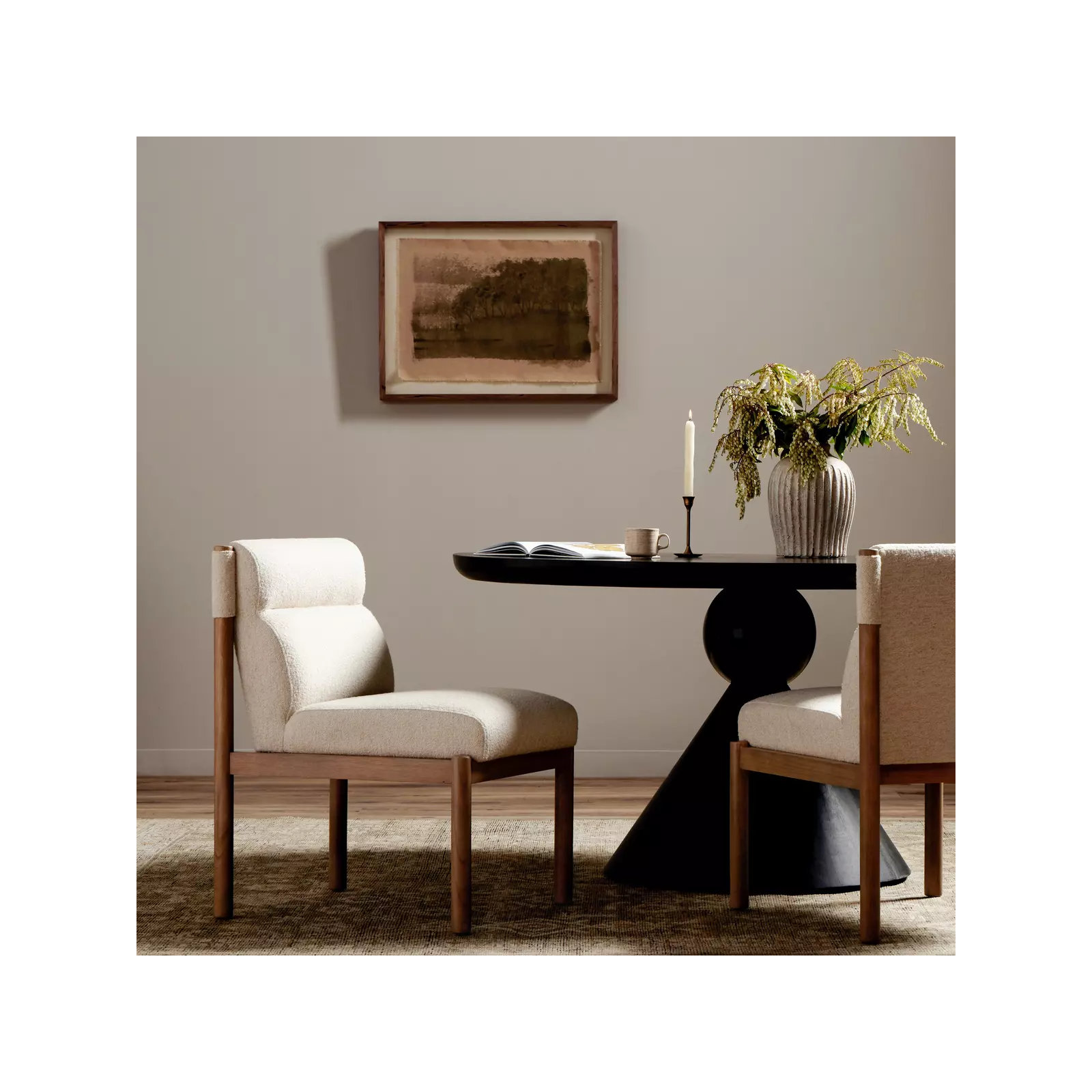 Arbella Upholstered Side Chair in Natural/Ivory, Ivory Polyester Blend