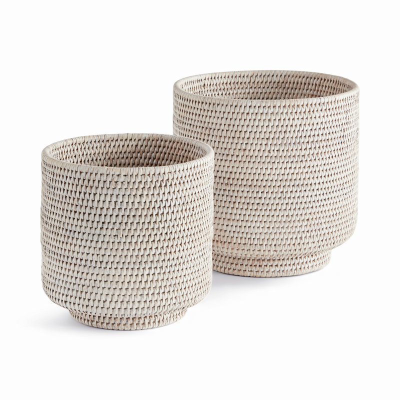 Rattan Cachepot, White
