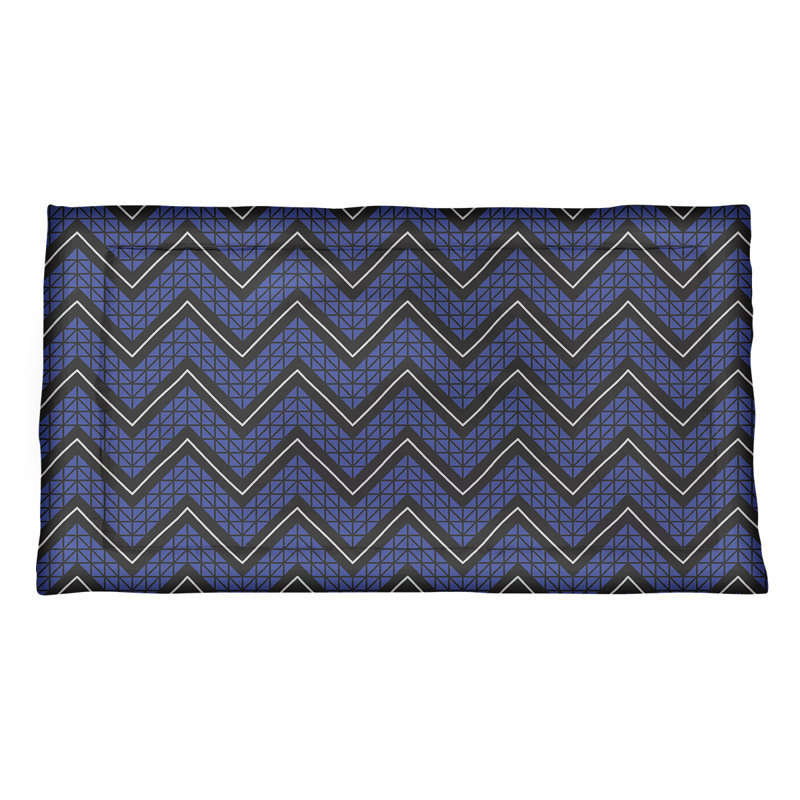 Taie décorative à chevrons Rhonda Cheval, Très grand, Microfibre, Bleu