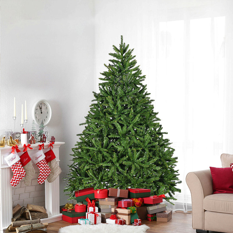 Arbre de Noël artificiel 7 pi 7 pi, arbre complet à charnière non éclairé de qualité supérieure avec 2231 branches, support en métal, structure à charnières, arbre de Noël facile à célébrer pour la maison, le bureau, la fête
