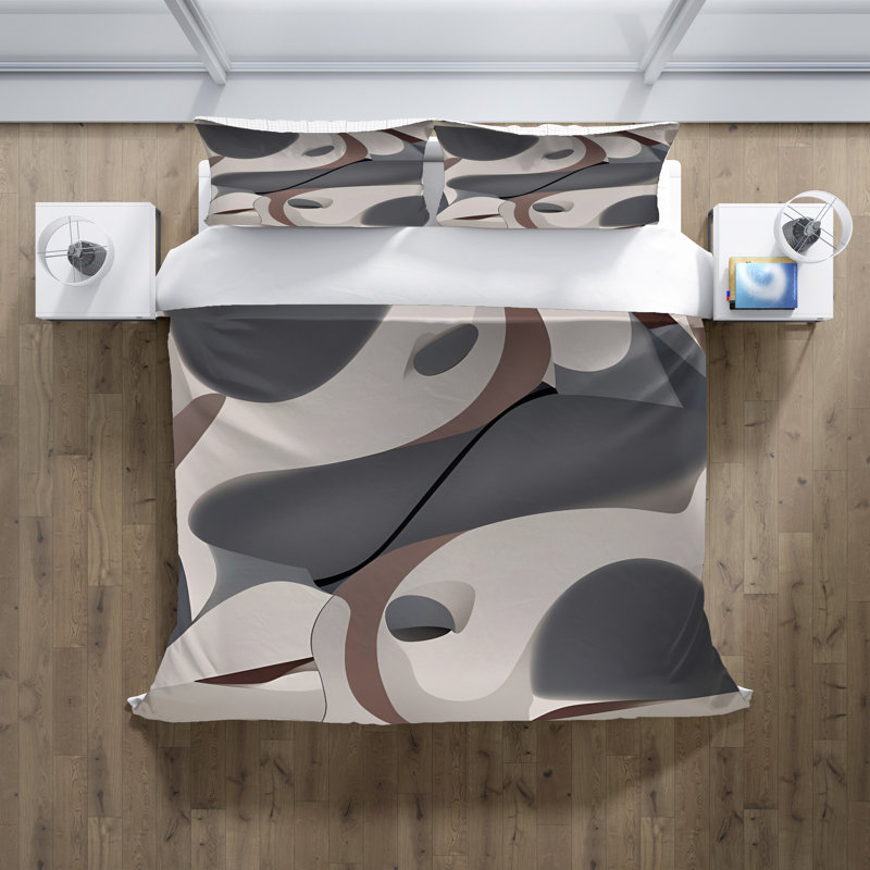 Polyester Abstract Duvet Cover, King Duvet Cover + 2 King Shams