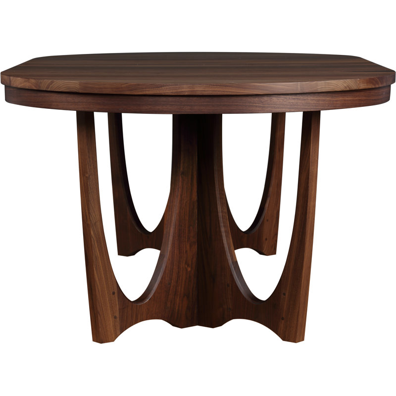 Walnut Grove Extendable Walnut Solid Wood Pedestal Dining Table