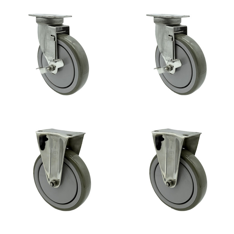 4 Piece Polyurethane Top Plate Caster Set
