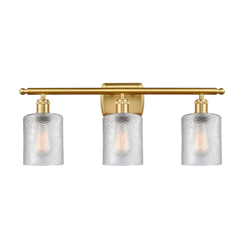 Éclairage de salle de bain à intensité variable à 3 lumières Leilani, Transparent, Ampoule DEL 6 watts Vinage, Or satiné
