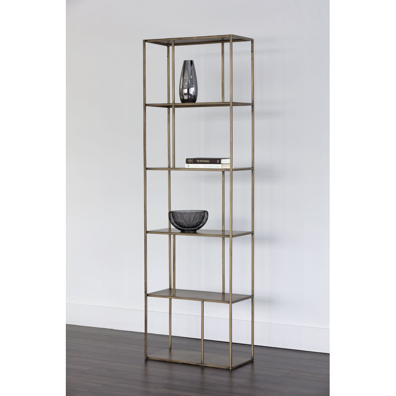 Mixt Etagere Bookcase, 77" H x 23.50" W x 12" D, Antique Brass