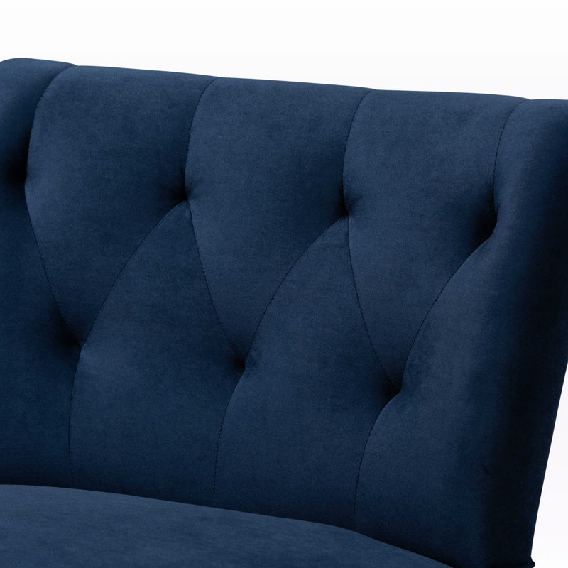Fauteuil de chambre Madelyn, Velours marine