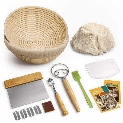 Ensemble de paniers à l'épreuve du pain Banneton de 2, 9 pouces ronds canne levain, paniers à pain levant avec outils de fabrication de pain au levain Fournitures de cuisson pour fermenter la levure
