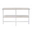 Table en demi-lune avec pieds et structure en métal, poids de 40 lb, plateau en chêne blanc, profondeur de 48 pouces, table de rangement à compartiment ouvert, placage de papier + Pb, Kd Design,