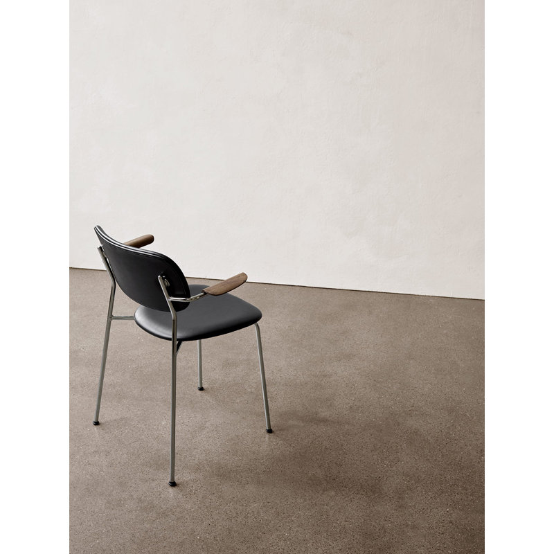 Co Upholstered Arm Chair, Dark Stained Oak, Bouclé 02 Acrylic, Chrome