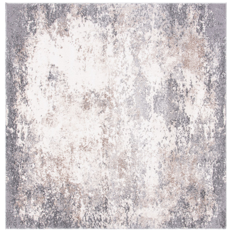 Tapis gris / ivoire Maust, Carré 6 pi 7 po