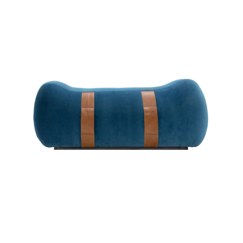 Milo Upholstered Bench, Ocean/Creme Brulee