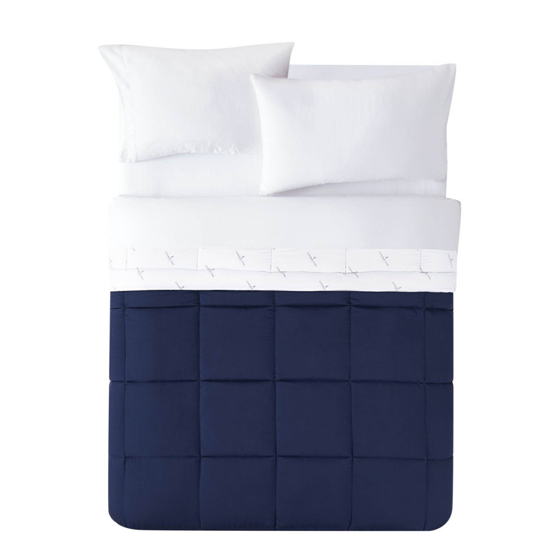 King White Reversible Microfiber Down Comforter Set