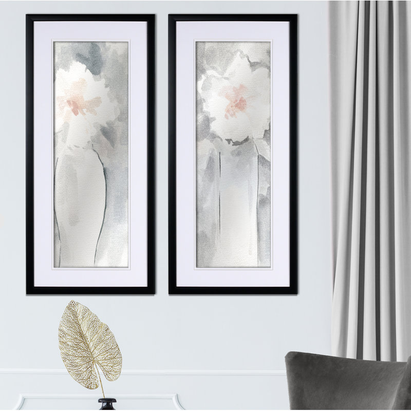 « silver rosé », ensemble de 2 reproductions de peintures à l’acrylique encadrées