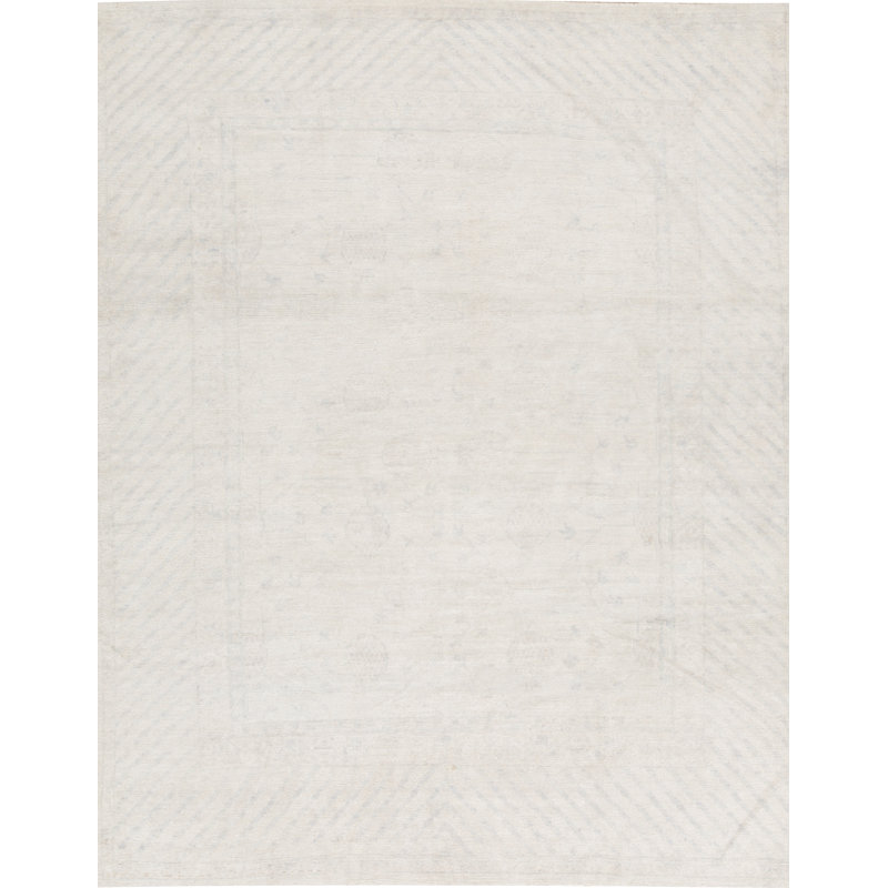 Tapis ivoire et ivoire noué à la main de haute qualité