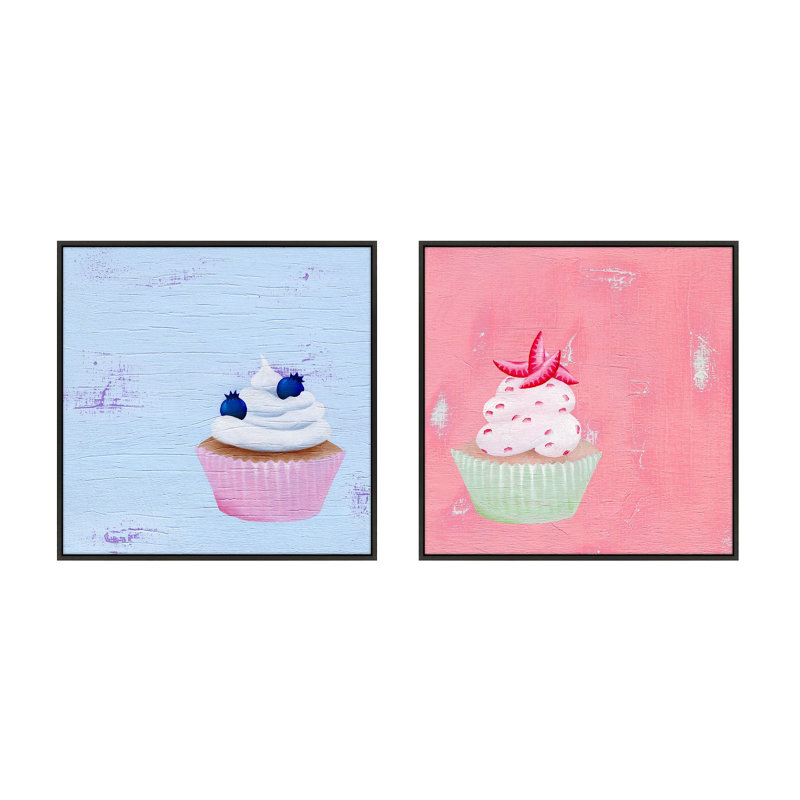 Petits gâteaux aux bleuets et aux fraises. «Set of 2» par Katy Montica - Ensemble de 2 reproductions de cadres photo
