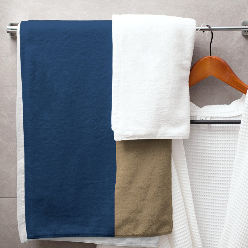 Bath Towel, Microfiber, Navy Blue/Minnesota Kasota Gold/Scarlet Red