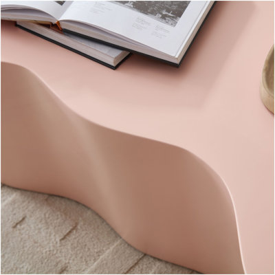 50 Inch Unique Shape Coffee Table Sturdy Fiberglass Tea Table for Living Room No Need Assembly GREEN
