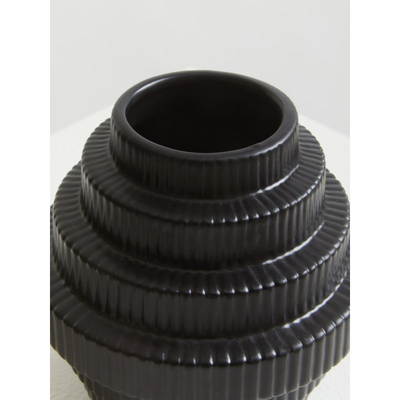 Antonietto Earthenware Table Vase, Black, 16cm H x 15cm W x 15cm D