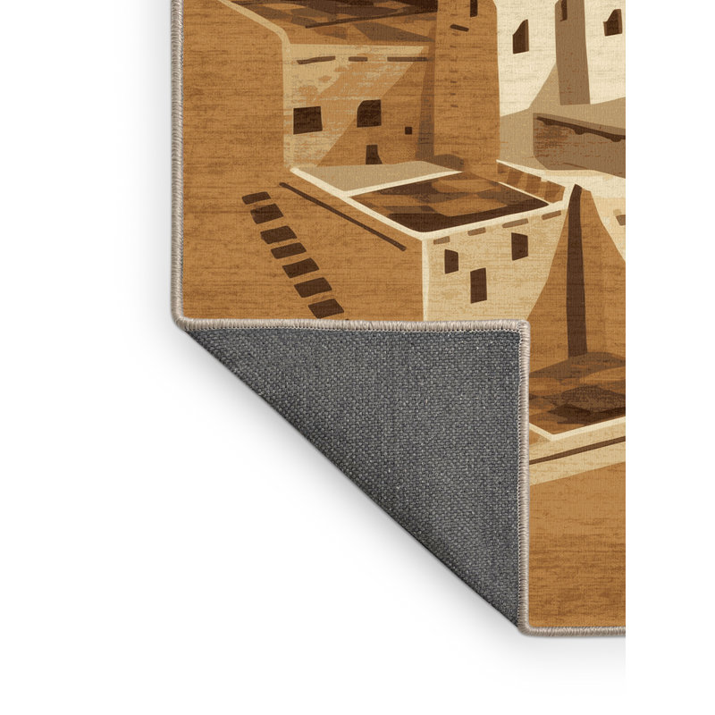 Tapis moelleux traditionnel moelleux au look traditionnel rétro brun - reliure beige, 4 x 2